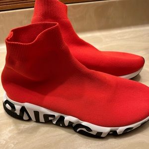 Red Balenciaga Sock Sneakers red  Mens 9 Womens 10